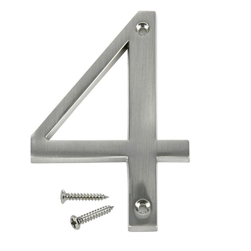 Número 4 para Identificación de Casa Color Plateado de 4 Plg