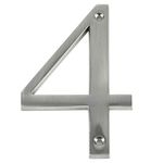 Número 4 para Identificación de Casa Color Plateado de 4 Plg