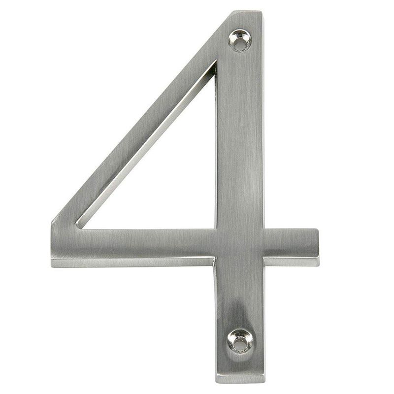 Número 4 para Identificación de Casa Color Plateado de 4 Plg