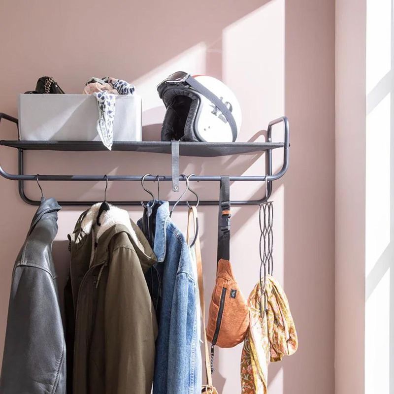 Repisa de Metal con Colgador 90 x 30 Cm Negra