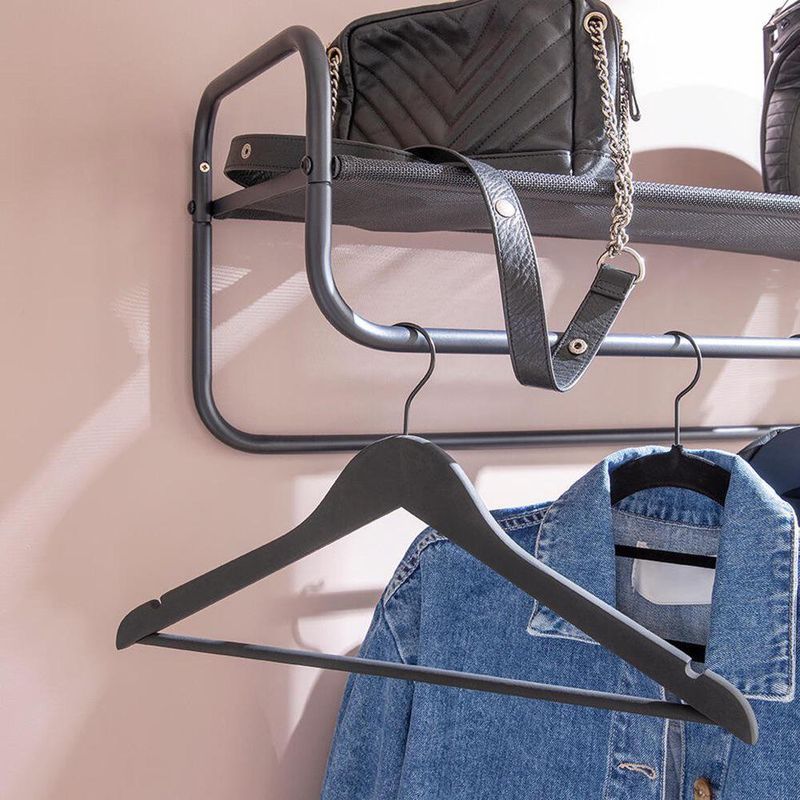 Repisa de Metal con Colgador 90 x 30 Cm Negra