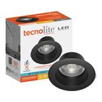 Ojo de Buey LED Empotrable de 10 W Luz de Día Multivoltaje No Atenuable Color Negro