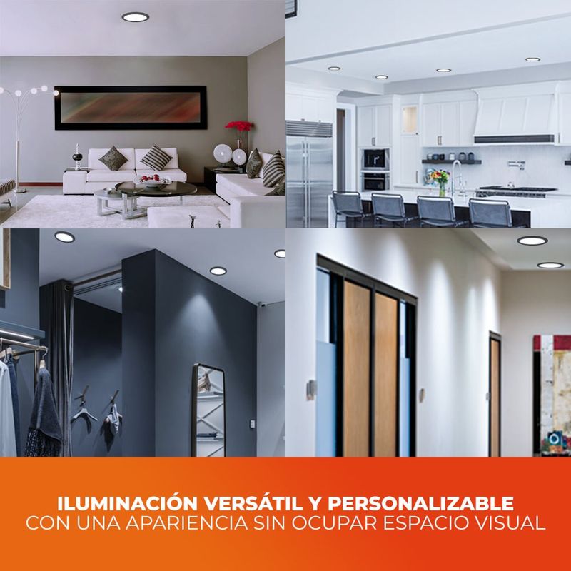 Ojo de Buey LED Empotrable de 10 W Luz de Día Multivoltaje No Atenuable Color Negro