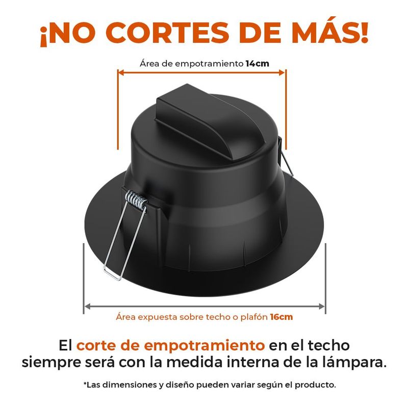 Ojo de Buey LED Empotrable de 10 W Luz de Día Multivoltaje No Atenuable Color Negro