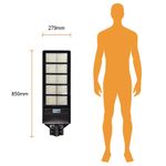 Lámpara Solar LED Punta de Poste 100 W Luz de Día con Sensor y Control Remoto Color Negro