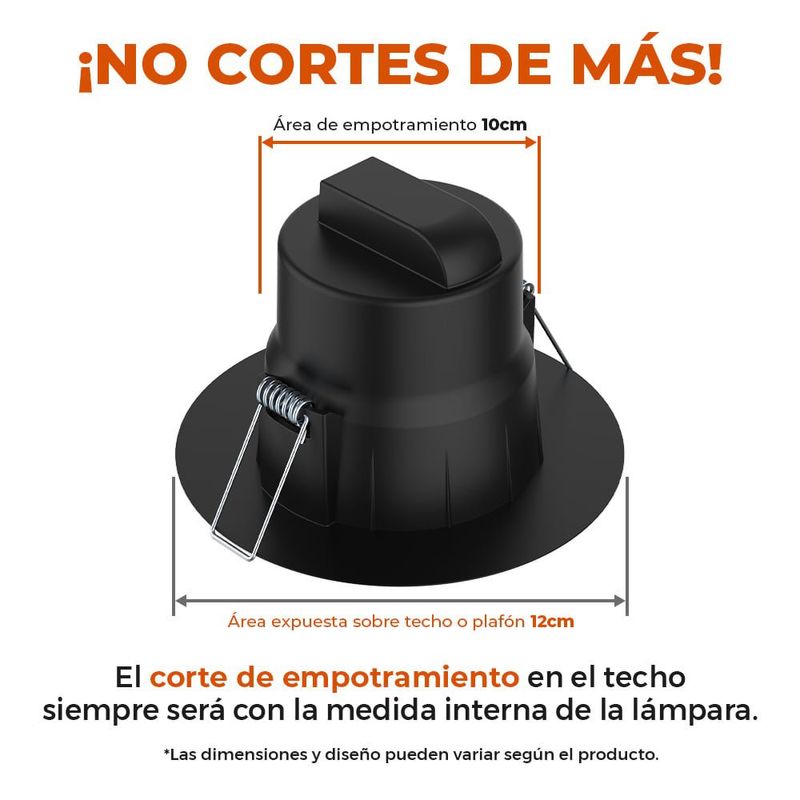 Ojo de Buey LED Empotrable de 6 W Luz Neutra Multivoltaje No Atenuable Color Negro