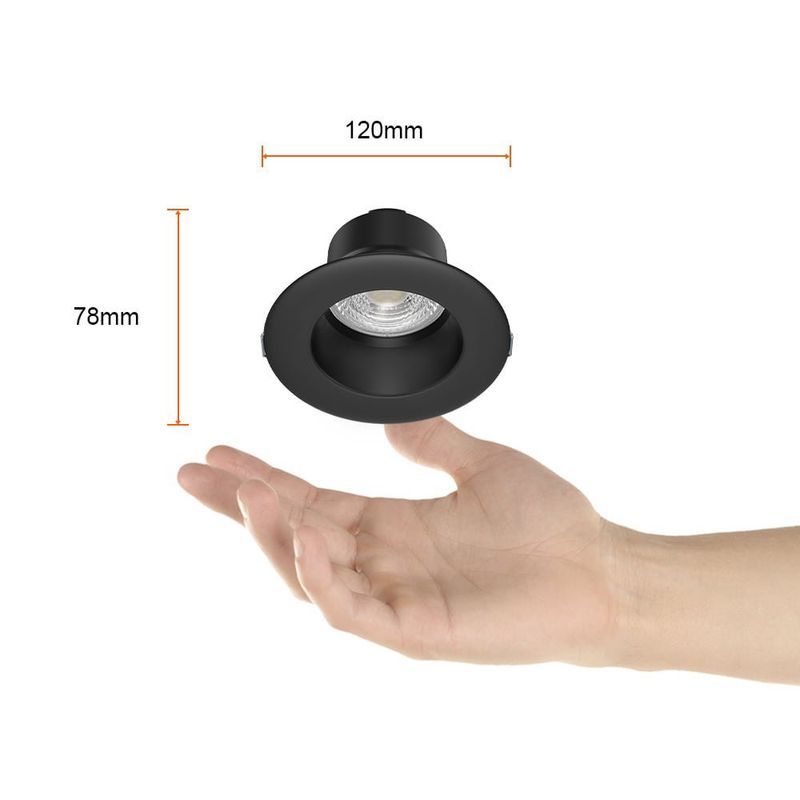 Ojo de Buey LED Empotrable de 6 W Luz Neutra Multivoltaje No Atenuable Color Negro