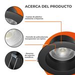 Ojo de Buey LED Empotrable de 4 W Luz Cálida Multivoltaje No Atenuable Color Negro
