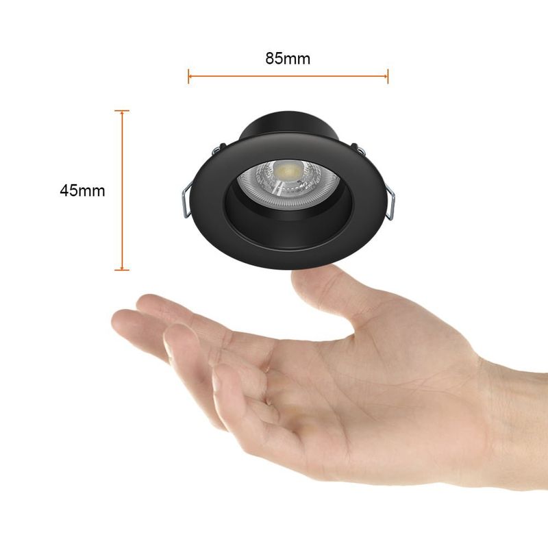 Ojo de Buey LED Empotrable de 4 W Luz Cálida Multivoltaje No Atenuable Color Negro