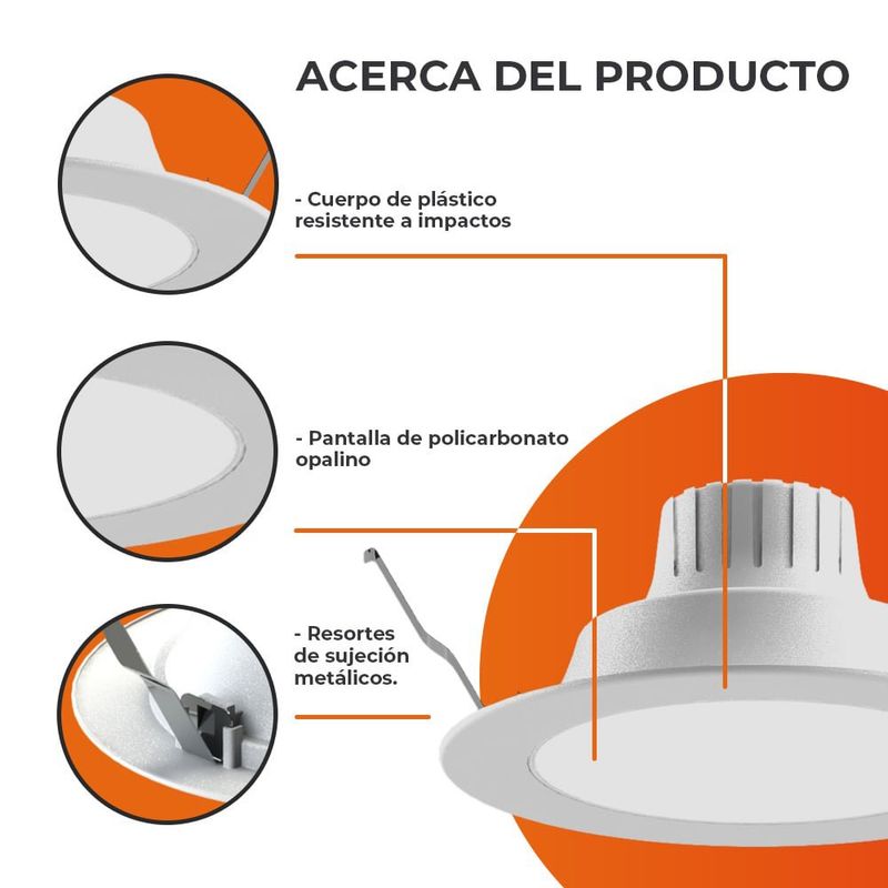 Ojo de Buey LED Empotrable de 10 WCCT Luz Blanca Ajustable Multivoltaje No Atenuable Color Blanco