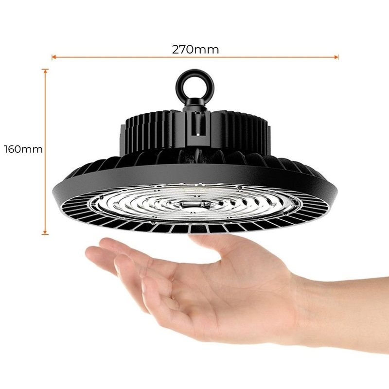 Lámpara UFO LED High Bay de 150 W Luz de Día IP65 IK10 Industrial Color Negro