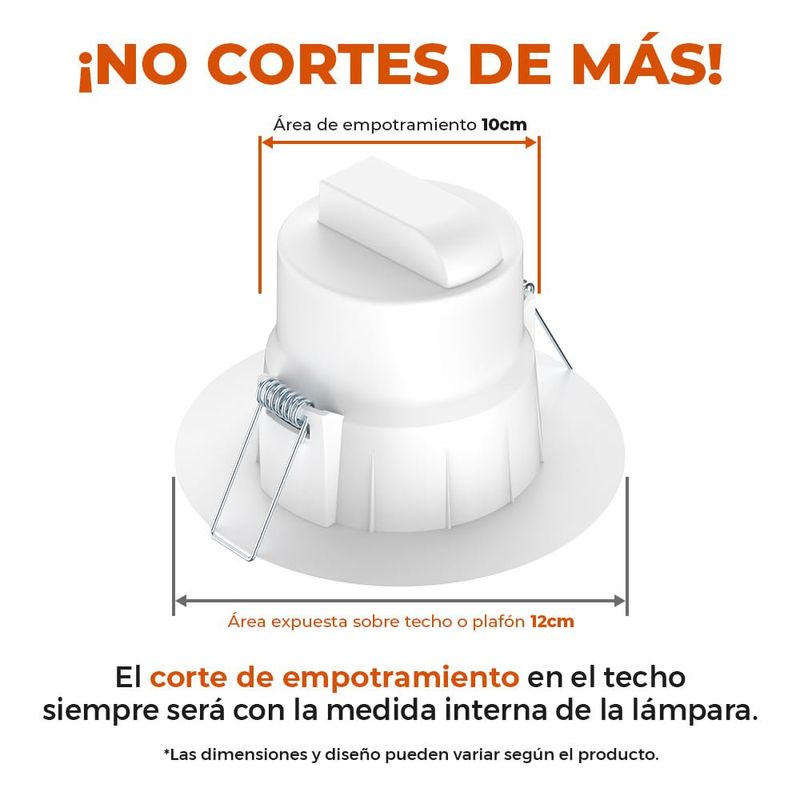 Ojo de Buey LED Empotrable de 6 W Luz de Día Multivoltaje No Atenuable Color Blanco