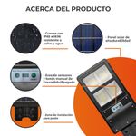 Lámpara Solar LED de 40 W Luz de Día con Sensor de Movimiento y Control Remoto Color Negro