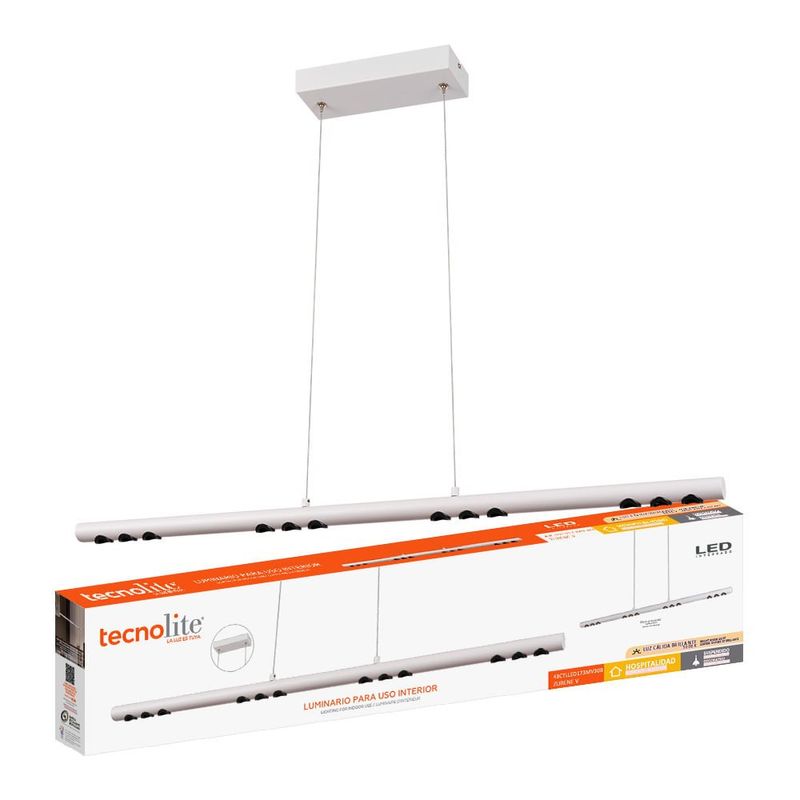 Lámpara Colgante Lineal LED de 43 W Luz Cálida IRC 90 Color Blanco