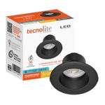 Ojo de Buey LED Empotrable de 6 W Luz de Día Multivoltaje No Atenuable Color Negro