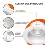 Ojo de Buey LED Empotrable de 10 W Luz Cálida Multivoltaje No Atenuable Color Blanco