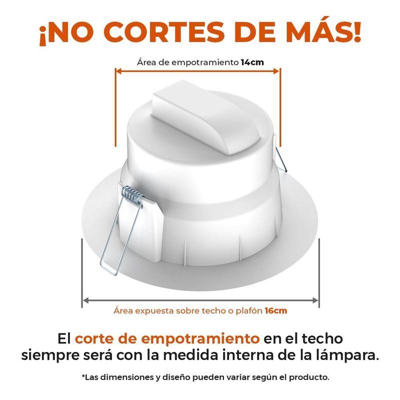 Ojo de Buey LED Empotrable de 10 W Luz Cálida Multivoltaje No Atenuable Color Blanco
