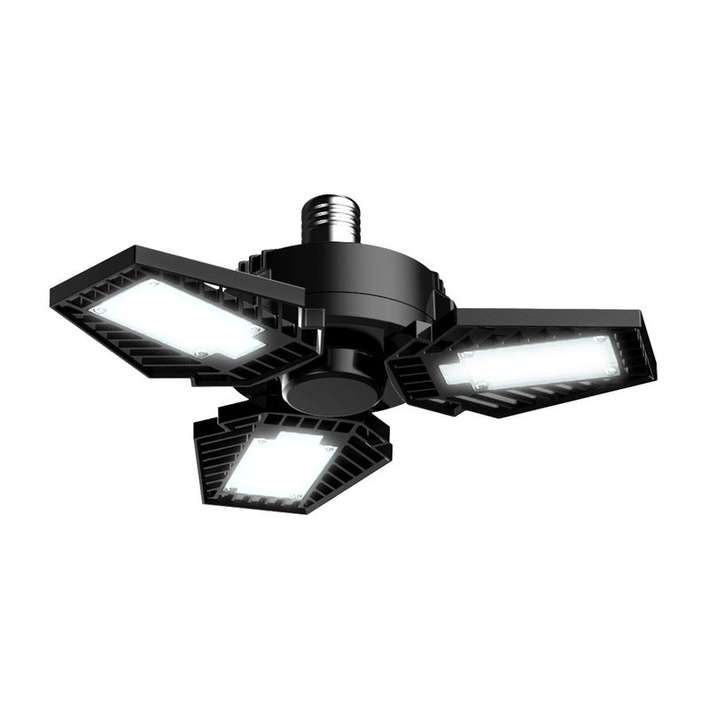 Foco LED Tipo Ventilador de 65 W Luz de Día 3 Paneles Ajustables Base E27 Color Negro