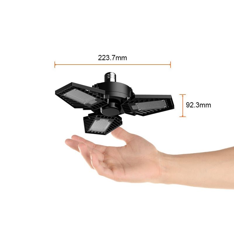 Foco LED Tipo Ventilador de 65 W Luz de Día 3 Paneles Ajustables Base E27 Color Negro