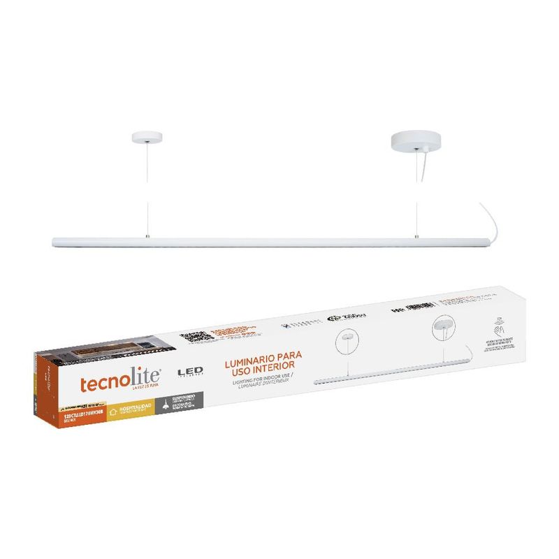 Lámpara Colgante Lineal LED de 12.5 W Luz Cálida 3000 K Atenuable Color Blanco