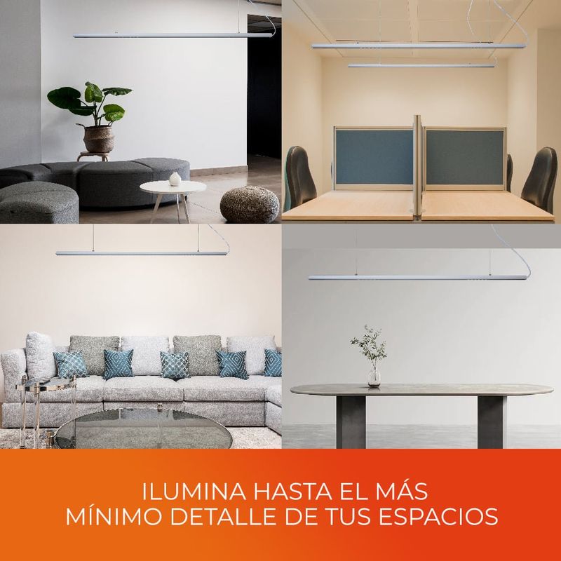 Lámpara Colgante Lineal LED de 12.5 W Luz Cálida 3000 K Atenuable Color Blanco