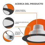 Ojo de Buey LED Empotrable de 10 WCCT Luz Blanca Ajustable Multivoltaje No Atenuable Color Blanco