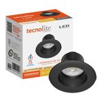 Ojo de Buey LED Empotrable de 6 W Luz Cálida Multivoltaje No Atenuable Color Negro