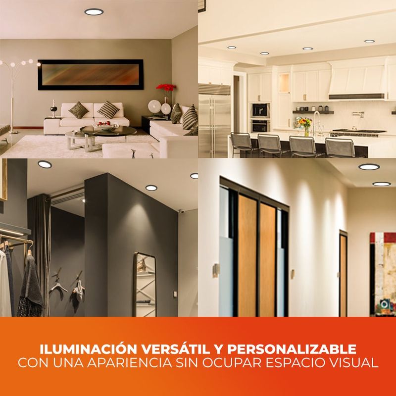 Ojo de Buey LED Empotrable de 10 W Luz Cálida Multivoltaje No Atenuable Color Negro