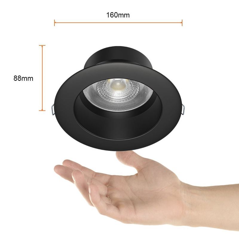 Ojo de Buey LED Empotrable de 10 W Luz Cálida Multivoltaje No Atenuable Color Negro