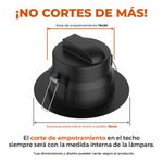 Ojo de Buey LED Empotrable de 10 W Luz Cálida Multivoltaje No Atenuable Color Negro