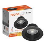 Ojo de Buey LED Empotrable de 10 W Luz Cálida Multivoltaje No Atenuable Color Negro