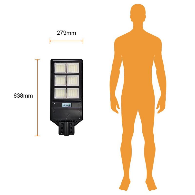 Lámpara Solar LED de 60 W Luz de Día con Sensor de Movimiento y Control Remoto Color Negro