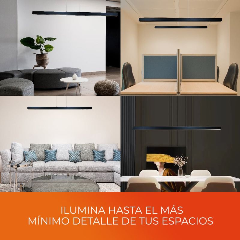 Lámpara Colgante Lineal LED de 33 W Luz Cálida 3000K para Interior Color Negro