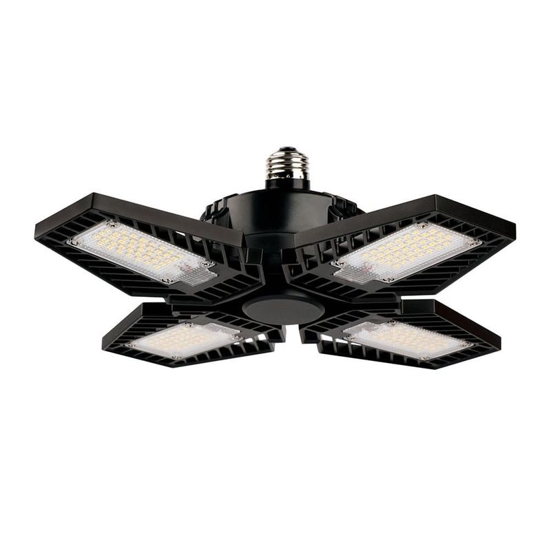 Foco LED Tipo Ventilador de 80 W Luz de Día 4 Paneles Ajustables Base E27 Color Negro