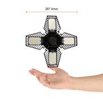 Foco LED Tipo Ventilador de 80 W Luz de Día 4 Paneles Ajustables Base E27 Color Negro