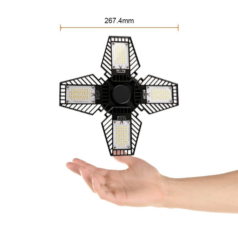 Foco LED Tipo Ventilador de 80 W Luz de Día 4 Paneles Ajustables Base E27 Color Negro