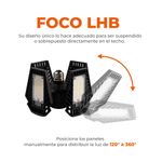 Foco LED Tipo Ventilador de 80 W Luz de Día 4 Paneles Ajustables Base E27 Color Negro