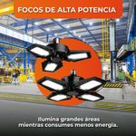 Foco LED Tipo Ventilador de 80 W Luz de Día 4 Paneles Ajustables Base E27 Color Negro