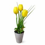 Tulipanes Amarillos Aritificiales en Maceta Pequeña