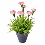 Claveles Artificiales Rosados en Maceta Pequeña
