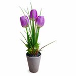Tulipanes Morados Aritificiales en Maceta Pequeña