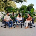 Set de Sala de Jardín Vicky con Sofá Doble, Sillones y Mesa Color Gris 4 Piezas