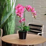 Orquídea Artificial Fucsia con Maceta Negra