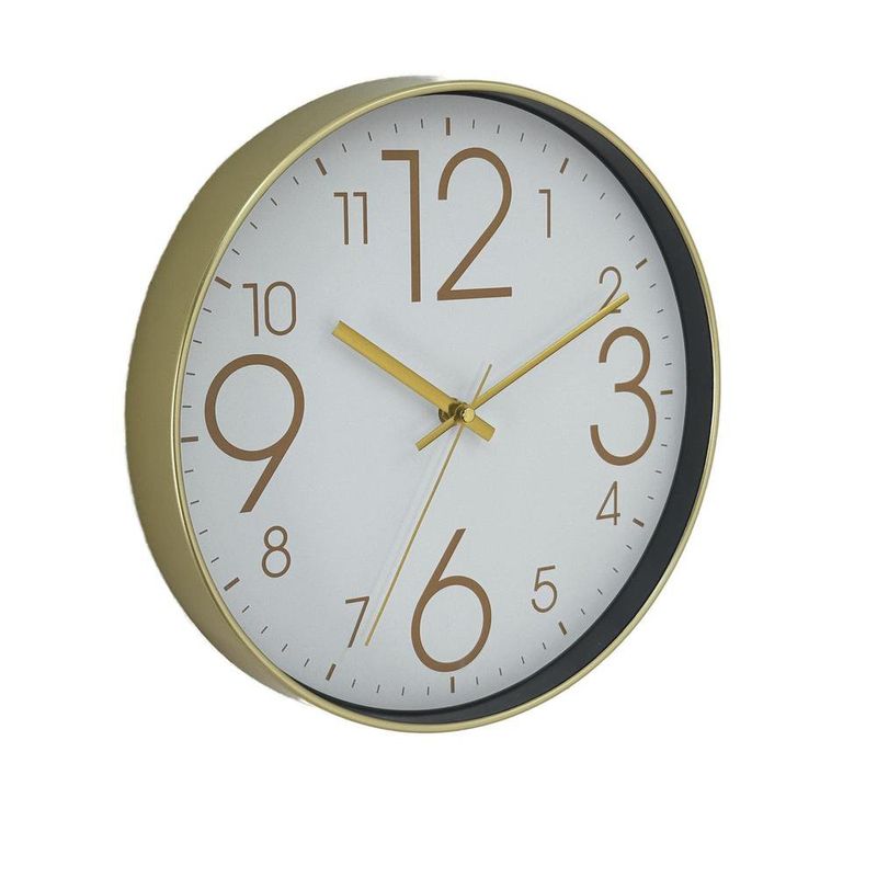 Reloj de Pared de 30 cm Diseño Clásico Color Blanco con Números Dorados