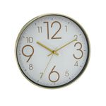 Reloj de Pared de 30 cm Diseño Clásico Color Blanco con Números Dorados