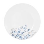 Vajilla de 12 Piezas de Vidrio Opal Color Blanco con Diseño de Flores Azules