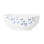 Vajilla de 12 Piezas de Vidrio Opal Color Blanco con Diseño de Flores Azules