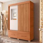 Armario Sereno de 136.2 cm con Puerta Corrediza, Espejo y 2 Gavetas Color Café y Beige