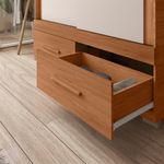 Armario Sereno de 136.2 cm con Puerta Corrediza, Espejo y 2 Gavetas Color Café y Beige