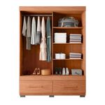 Armario Sereno de 136.2 cm con Puerta Corrediza, Espejo y 2 Gavetas Color Café y Beige